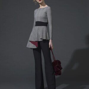 Chiara Boni La Petite Robe Plaid Peplum Mariagrazia Top – IT 48 / US 12